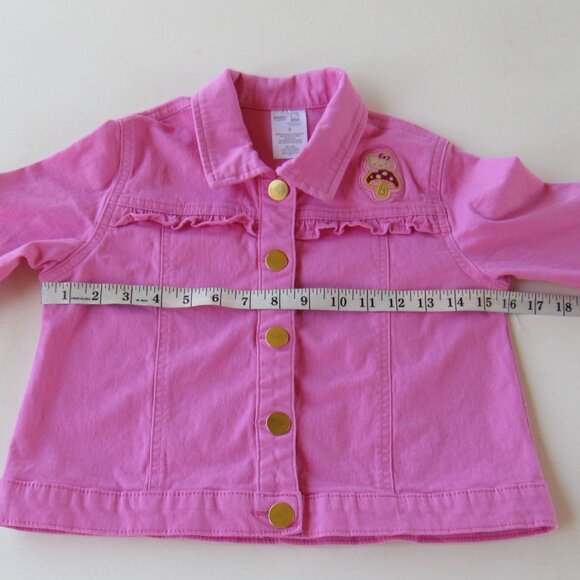 Hello Kitty Girl's Pink Collared Snap Button Light Denim Jean Jacket Size 8 - Picture 6 of 8